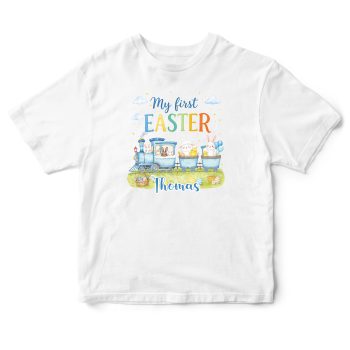 Easter Personalised Baby T Shirt Bunny Train Name Design Easter Personalised Baby T Shirt Bunny Train Name Design Baby T-Shirts Purple Print House