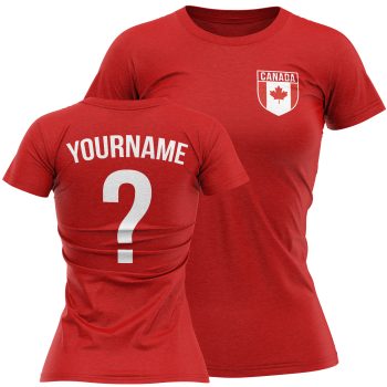 Canada Womens Football T Shirt Name Number Team Design International Football Shirts Purple Print House