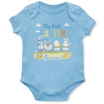 Easter Personalised Babygrow Bunny Train Name Design Easter Personalised Babygrow Bunny Train Name Design Babygrow Vests Purple Print House