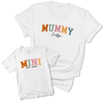 Mummy And Mini Matching T Shirt Est Date Custom Names Baby Clothing Purple Print House