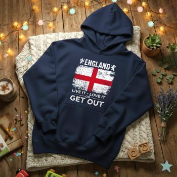 England Mens Hoodie English St Georges Cross Live It Love It Or Get Out Design Adult Hoodies Purple Print House