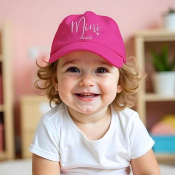 Kids Personalised Embroidered Cap Mini Heart Kids Accessories Purple Print House