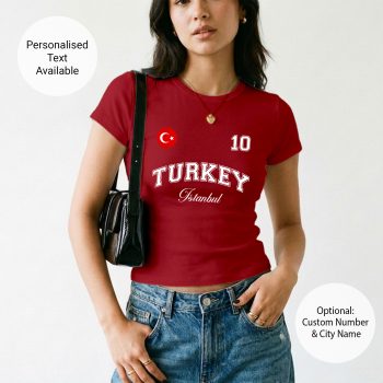 Turkey Womens Baby Tee Turkish City Name Number Badge Short Top Women's Baby Tees Purple Print House