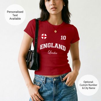 England Womens Baby Tee Custom English City Badge Short Top Women's Baby Tees Purple Print House