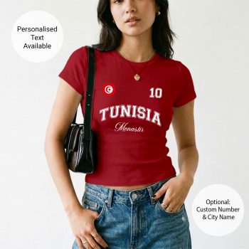Tunisia Womens Baby Tee Tunisian City Number Short Top Women's Baby Tees Purple Print House