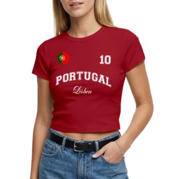 Portugal Womens Baby Tee Custom Portuguese City Number Short Top Portugal Womens Baby Tee Custom Portuguese City Number Short Top Women's Baby Tees Purple Print House