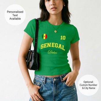 Senegal Womens Baby Tee Custom City Name Number Badge Top Women's Baby Tees Purple Print House