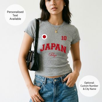 Japan Womens Baby Tee Japanese City Name Badge Short Top Women's Baby Tees Purple Print House