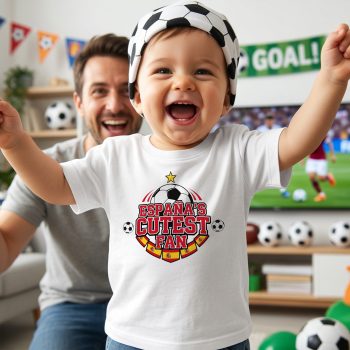 Espana Cutest Fan Baby T Shirt Spanish Badge Design Baby T-Shirts Purple Print House