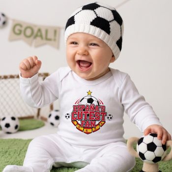 Espanas Cutest Fan Romper Suit Spanish Badge Design Baby Romper Suits Purple Print House