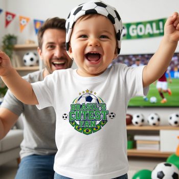Brasil Cutest Fan Baby T Shirt Brazilian Football Badge Design Baby T-Shirts Purple Print House