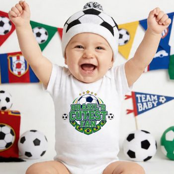 Brasil Cutest Fan Babygrow Brazilian Football Badge Design Babygrow Vests Purple Print House
