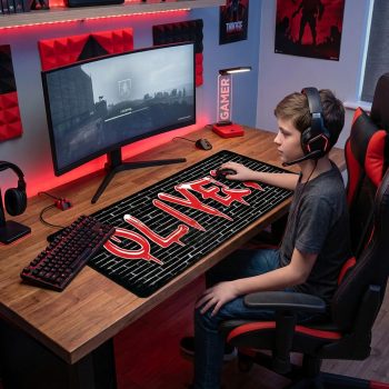 Personalised Graffiti Text Gaming Mat Urban Brick Design Desk Pad Gamer Mouse Mats Purple Print House