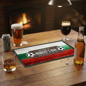 Personalised Bulgaria Football Bar Runner Custom Bulgarian Pub Design Personalised Bar Runners Purple Print House