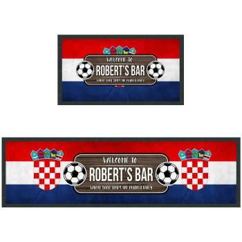 Personalised Croatia Football Bar Runner Custom Croatian Pub Design Personalised Bar Runners Purple Print House