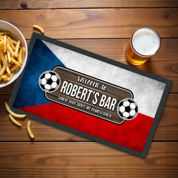 Personalised Czech Republic Football Bar Runner Custom Czech Pub Design Personalised Bar Runners Purple Print House