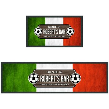 Personalised Italy Football Bar Runner Custom Italian Badge Design Personalised Bar Runners Purple Print House