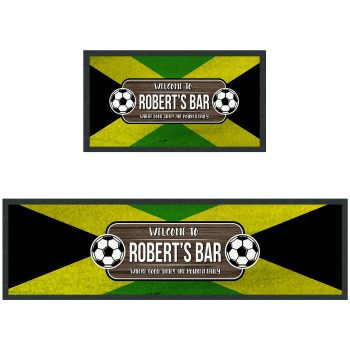 Personalised Jamaica Football Bar Runner Jamaican Badge Good Times Design Personalised Bar Runners Purple Print House