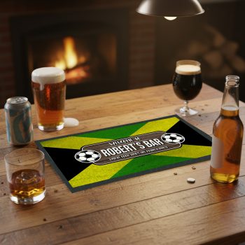 Personalised Jamaica Football Bar Runner Jamaican Badge Good Times Design Personalised Bar Runners Purple Print House