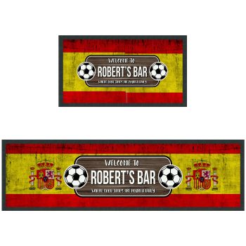 Personalised Spain Football Bar Runner Spanish Badge Good Times Design Personalised Bar Runners Purple Print House