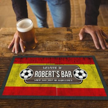 Personalised Spain Football Bar Runner Spanish Badge Good Times Design Personalised Bar Runners Purple Print House