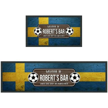 Personalised Sweden Football Bar Runner Sverige Footie Pub Personalised Bar Runners Purple Print House