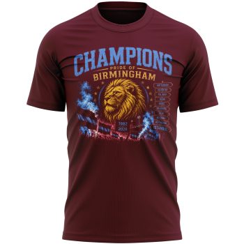 Champions Mens T Shirt Pride Of Birmingham Lion Personalised Bar Runners Purple Print House