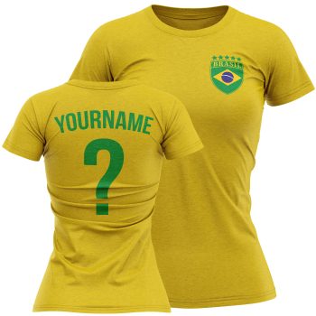 Personalised Brasil 2026 Womens Name And Number Football T Shirt Personalised Brasil 2026 Womens Name And Number Football T Shirt Womens Graphic T-shirts Purple Print House