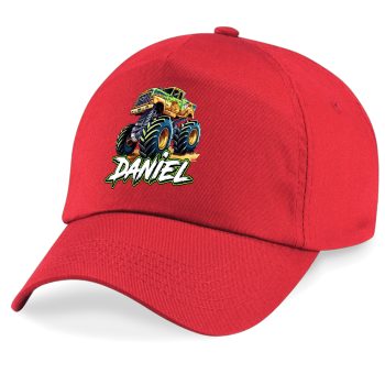Personalised Green Monster Truck Kids Cap Off Road Name Kids' Baseball Caps Purple Print House
