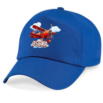 Kids Duster Plane Personalised Cap Aircraft Custom Name Kids' Baseball Caps Purple Print House