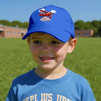 Kids Duster Plane Personalised Cap Aircraft Custom Name Kids' Baseball Caps Purple Print House