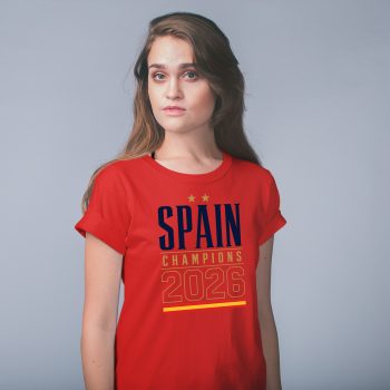Spain Womens T Shirt Champions 2026 Two Stars Badge Womens Graphic T-shirts Purple Print House