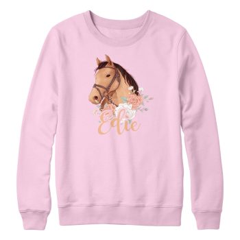 Personalised Girls Horse Sweatshirt Horse Flowers Name Personalised Girls Horse Sweatshirt Horse Flowers Name Kids' Sweatshirts Purple Print House