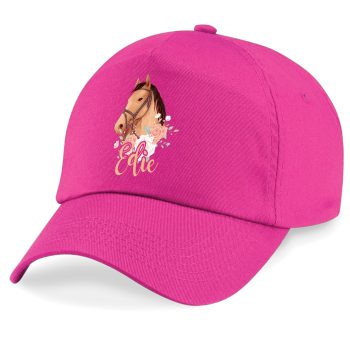 Personalised Girls Horse Mini Baseball Cap Name Kids' Baseball Caps Purple Print House