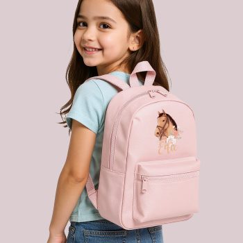 Personalised Girls Horse Mini Backpack Horse Flowers Name Backpacks Purple Print House