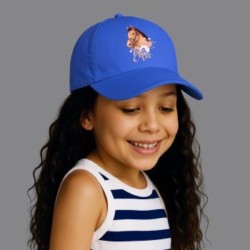 Personalised Girls Horse Mini Baseball Cap Name Kids' Baseball Caps Purple Print House