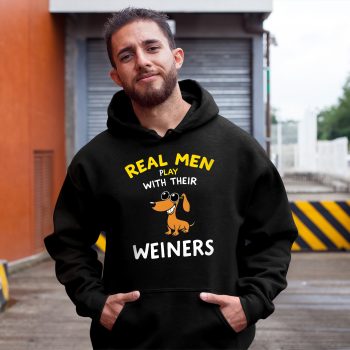Funny Dachshund Mens Hoodie Real Men Play With Their Weiners Adult Hoodies Purple Print House