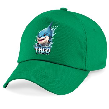 Personalised Baseball Cap For Boys Shark Splash Custom Name Kids' Baseball Caps Purple Print House