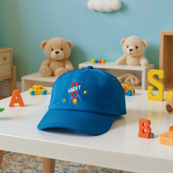 Personalised Boys Rocketship Baseball Cap Space Custom Name Kids' Baseball Caps Purple Print House