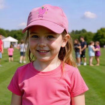 Personalised Girls Pink Apple Baseball Cap Floral Kids' Baseball Caps Purple Print House