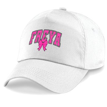 Personalised Baseball Cap For Girls Pink Name Small Bow Kids' Baseball Caps Purple Print House