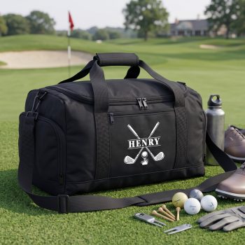 Personalised Golf Mini Holdall For Boys Golfing Clubs Name Baby Bibs Purple Print House
