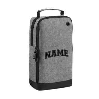 Embroidered Name Boot Bag For Kids Varsity Font Design Boot Bag Purple Print House