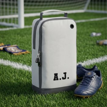 Personalised Embroidered Initials Boot Bag For Kids Varsity Boot Bag Purple Print House