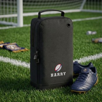 Personalised Embroidered Rugby Boot Bag For Boys Varsity Boot Bag Purple Print House