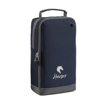 Personalised Embroidered Horses Head Boot Bag For Girls Boot Bag Purple Print House