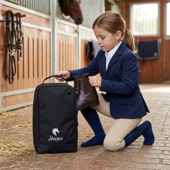 Personalised Embroidered Horses Head Boot Bag For Girls Boot Bag Purple Print House