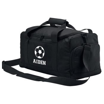 Personalised Kids Football Training Bag Custom Name Mini Holdall Baby Bibs Purple Print House