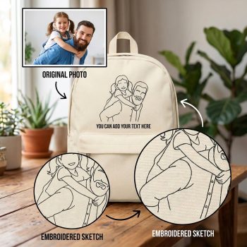 Personalised Sketch Image Embroidered Mini Backpack Backpacks Purple Print House