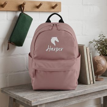 Personalised Embroidered Horses Head Mini Backpack Girls Backpacks Purple Print House